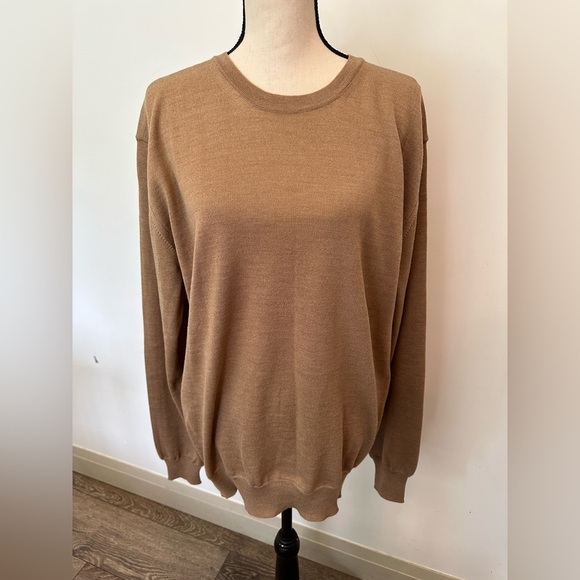 Filoversa 100% Merino Wool Sweater Style Sergei Camel Colour SZ XL Unisex Italy - Picture 1 of 6